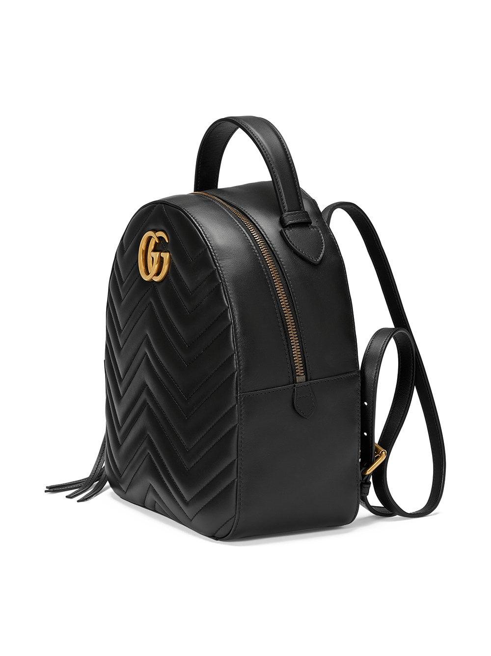 Gucci GG Marmont Quilted Leather Backpack in Black | Lyst