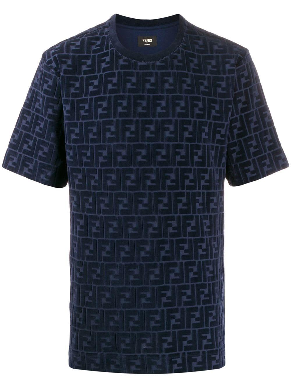 Fendi Velvet Monogram T-shirt in Blue for Men | Lyst