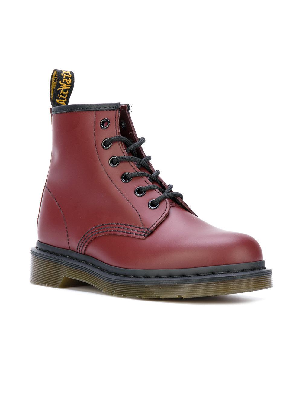 Dr. Martens Leather 101 Smooth Boots in Red - Lyst