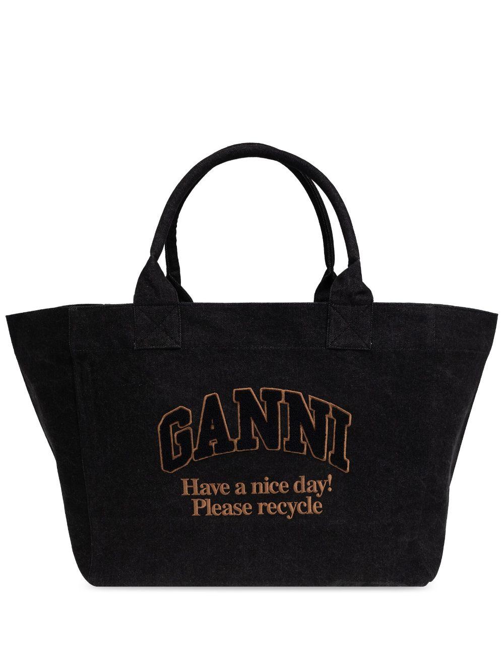 Ganni レディース ブラック Easy Shopper バッグ トートバッグ