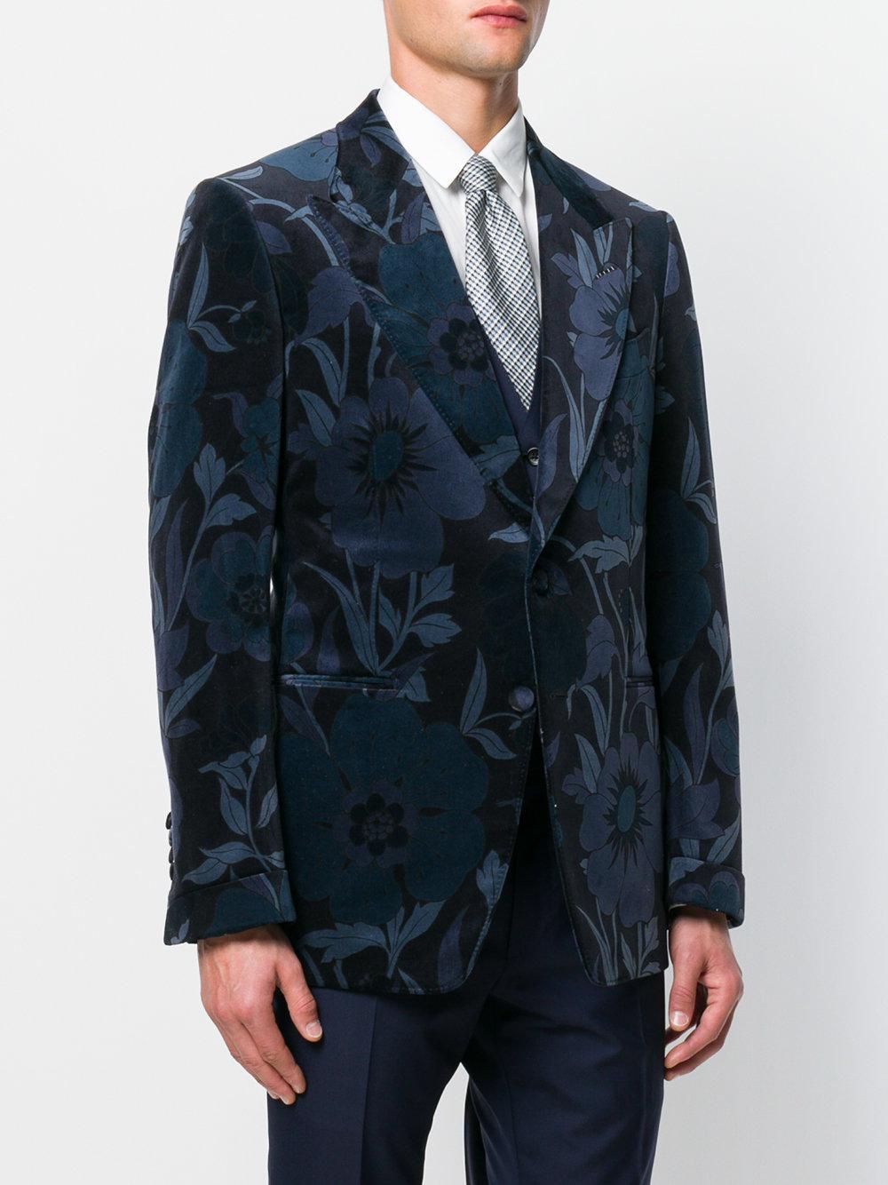 Tom Ford Floral Patterned Suit Jacket in Blue for Men | Lyst