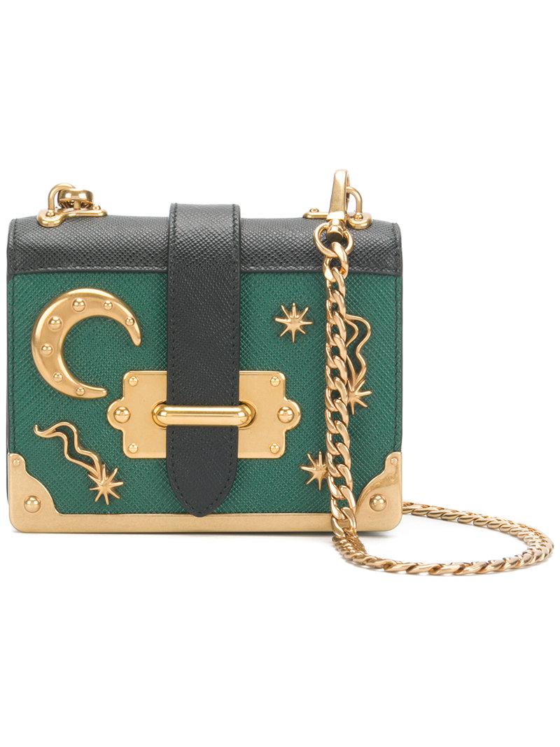 Prada Cahier Mini Moon And Stars Bag in Green | Lyst