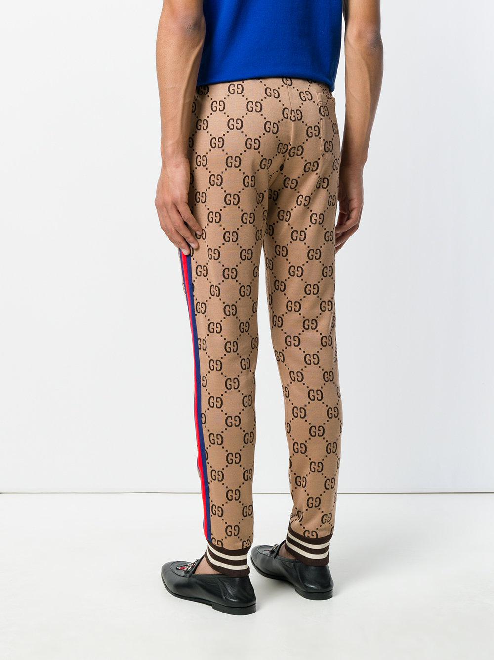 Gucci Cotton Gg Jacquard Jogging Trousers in Natural for Men - Lyst