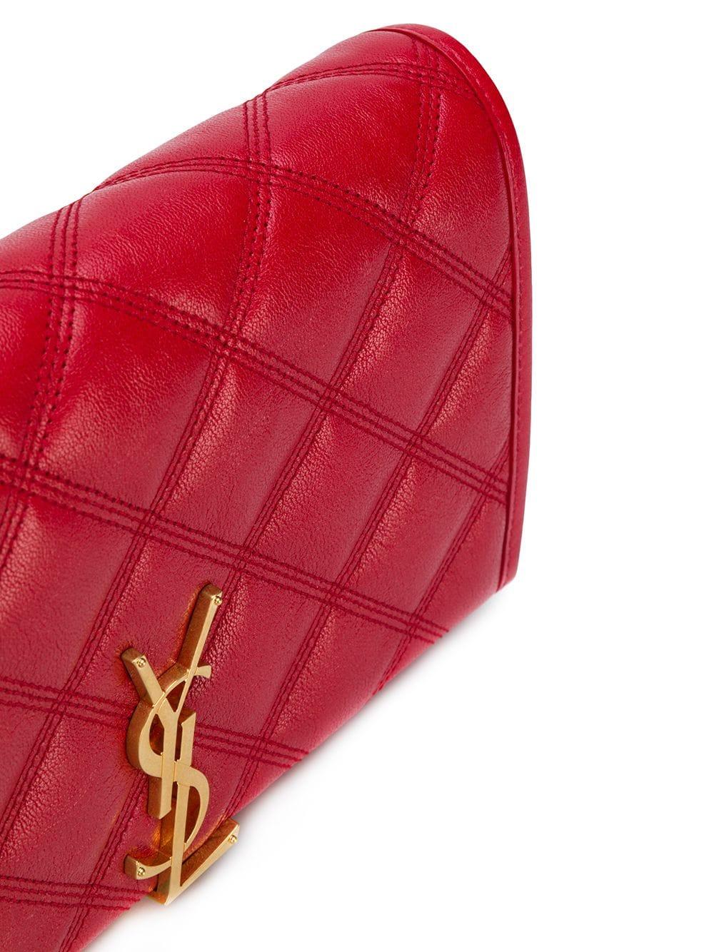 Red Quilted Patent Leather Wallet On Chain