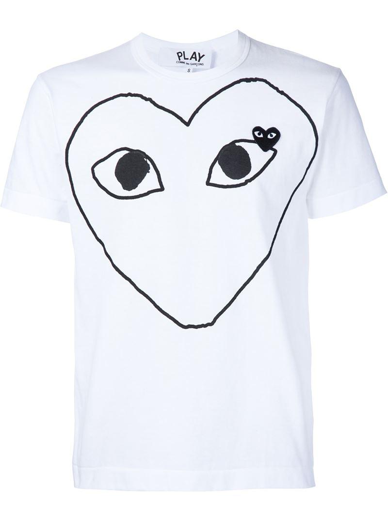 Lyst - Play Comme Des Garçons Heart Print And Application T-shirt in ...
