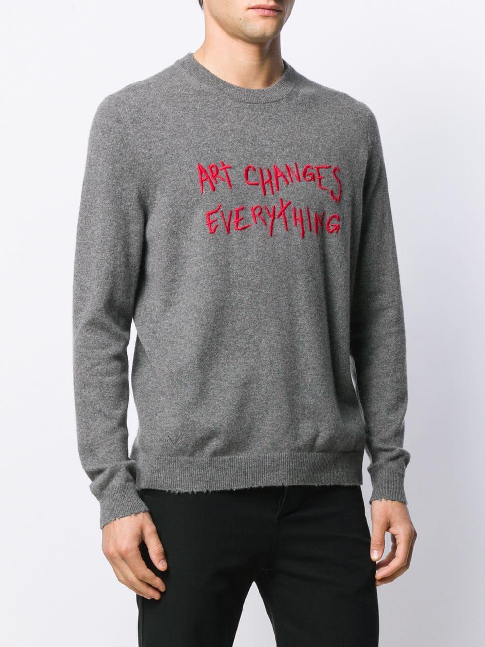 Zadig & Voltaire Art Changes Everything Slim Jumper in Gray for Men | Lyst