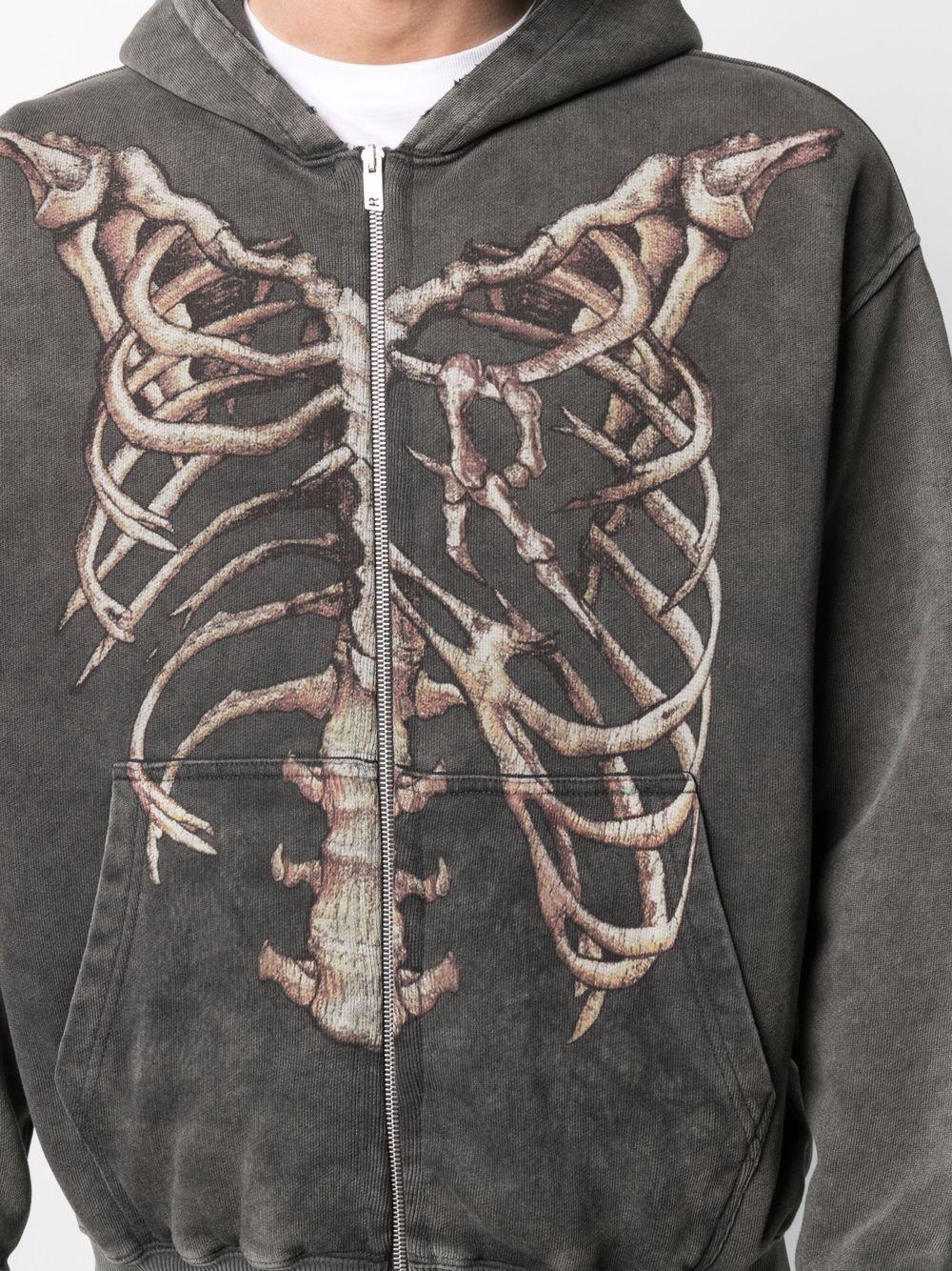 Represent Skeleton-print Zipped Hoodie in Gray for Men | Lyst