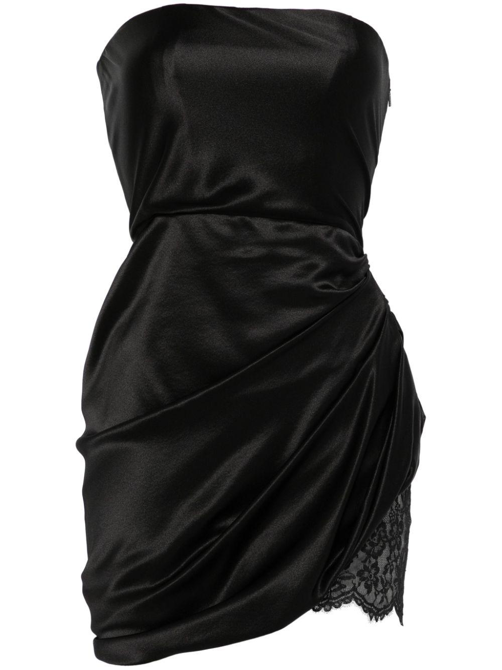 ワンピース SAINT LAURENT Black Satin Mini Dress Saint Laurent - Satin Mini Dress in Black Saint Laurent