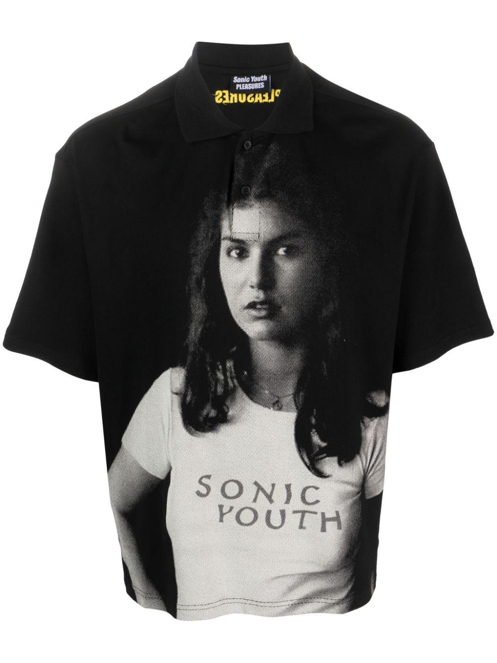Pleasures X Sonic Youth Photograph-print Polo Shirt in Black for