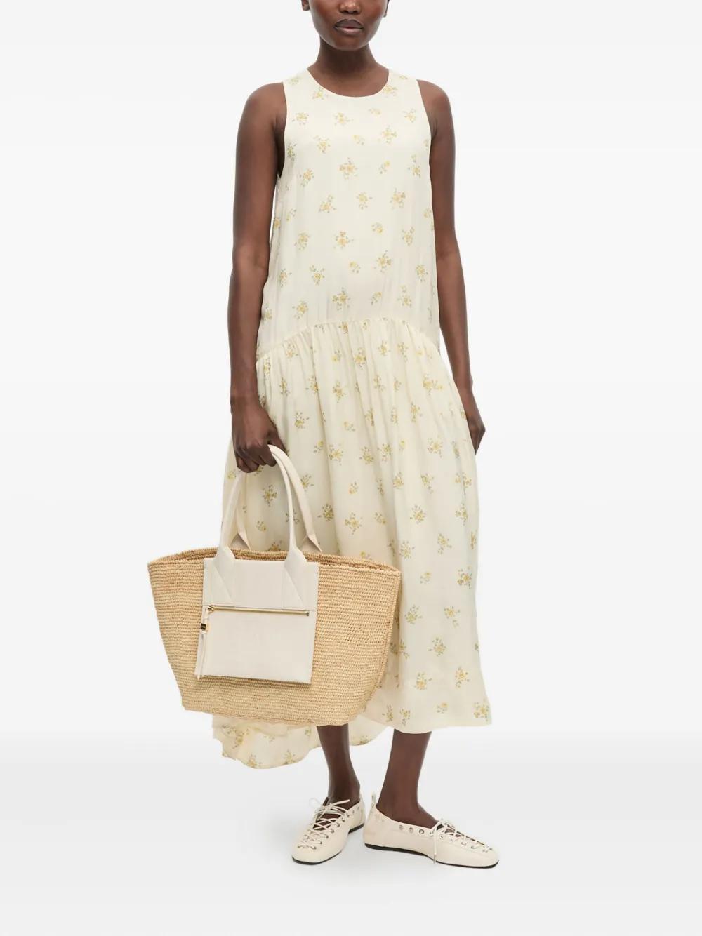 Ganni Medium Raffia Tote Bag in White | Lyst