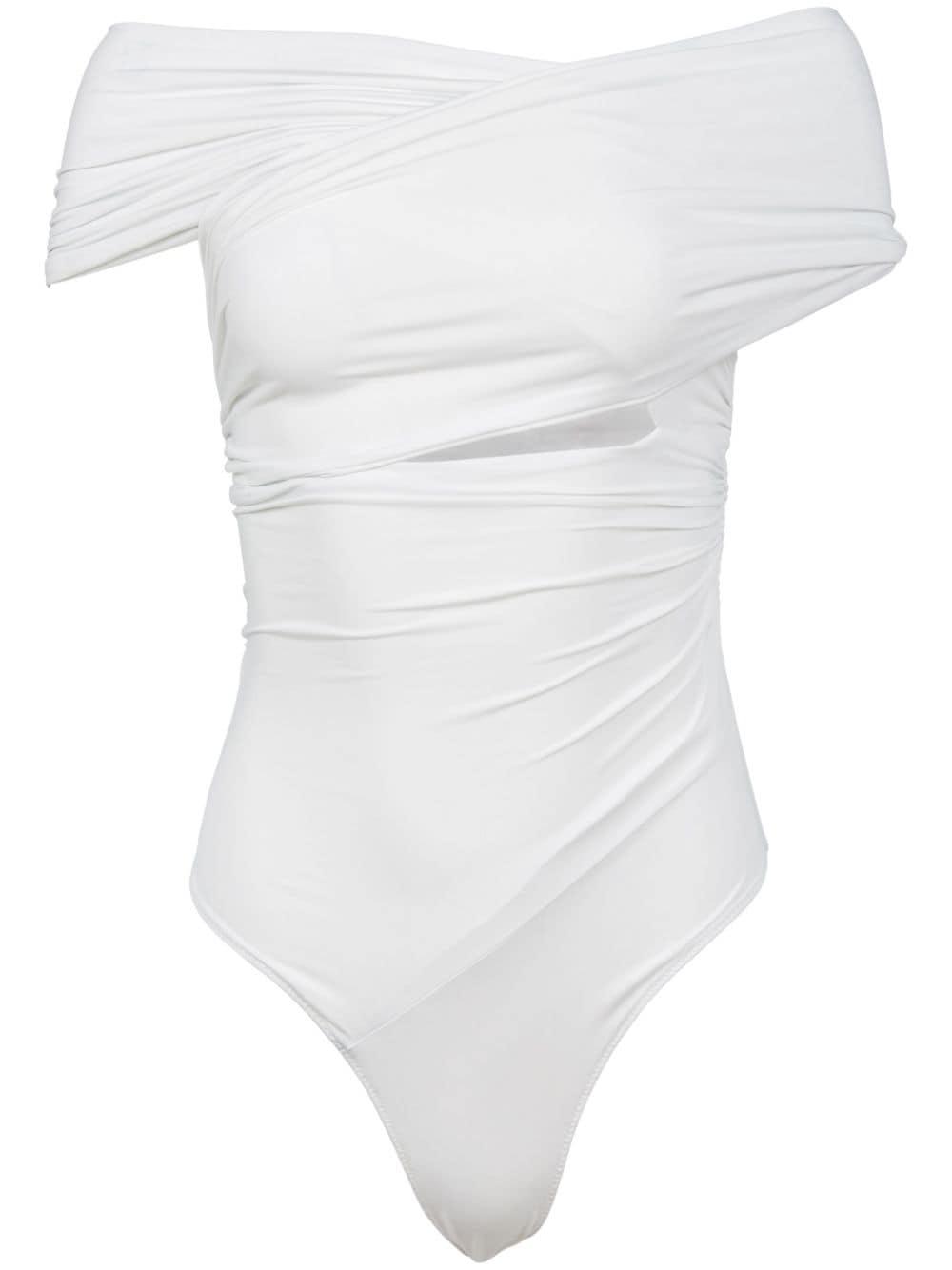 Fleur du Mal Wrap-design Off-shoulder Bodysuit in White | Lyst