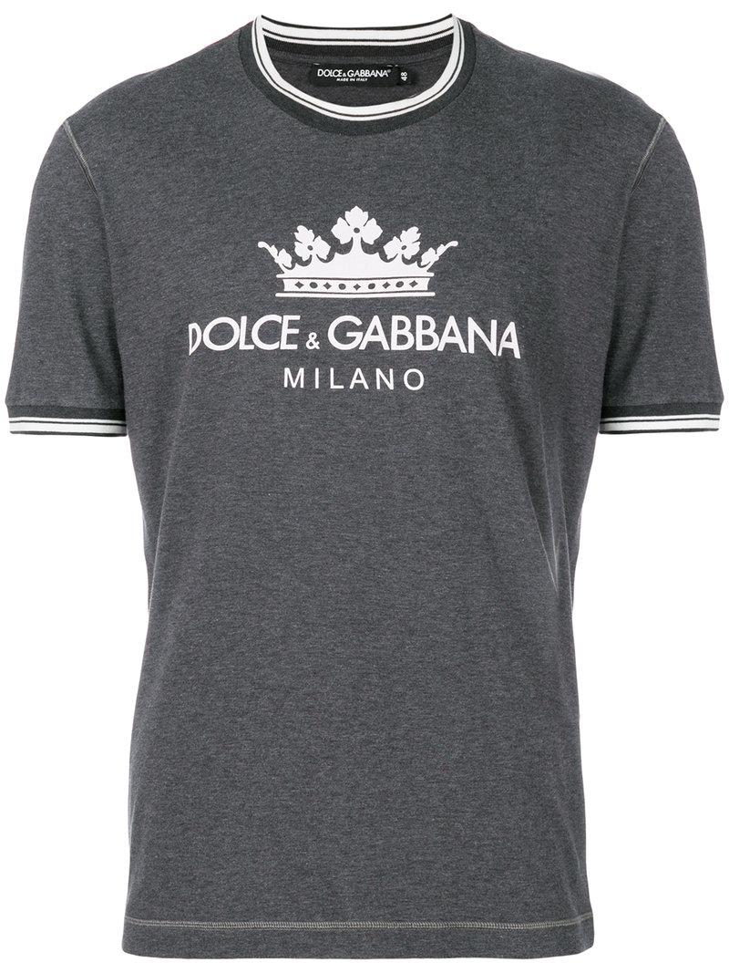 Dolce & Gabbana Cotton King Logo T-shirt in Grey (Gray) for Men - Lyst