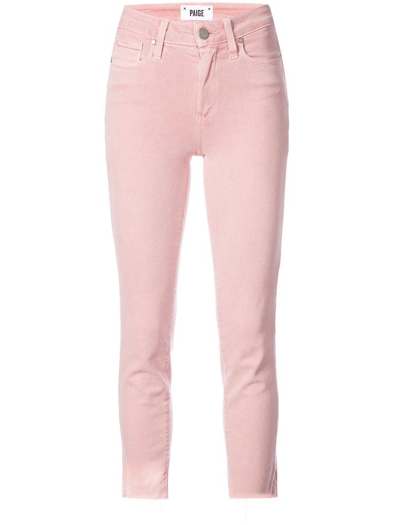 Lyst - Paige Cropped Jeans in Pink