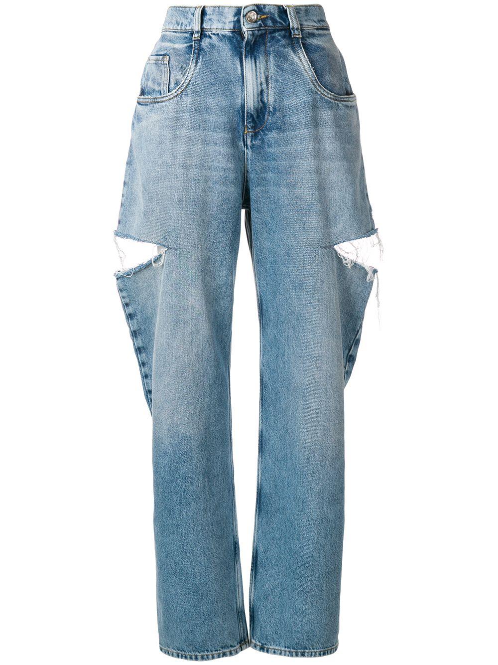 Maison Margiela Oversized Side Slit Jeans in Blue | Lyst