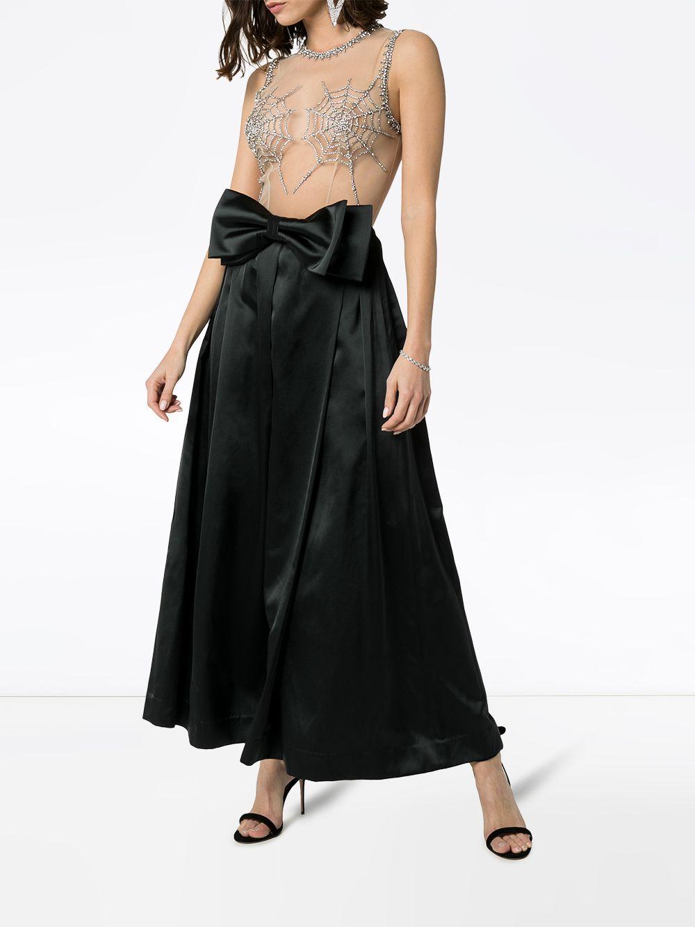 Ashley Williams Spider Web Embellished Two Tone Gown in Black | Lyst