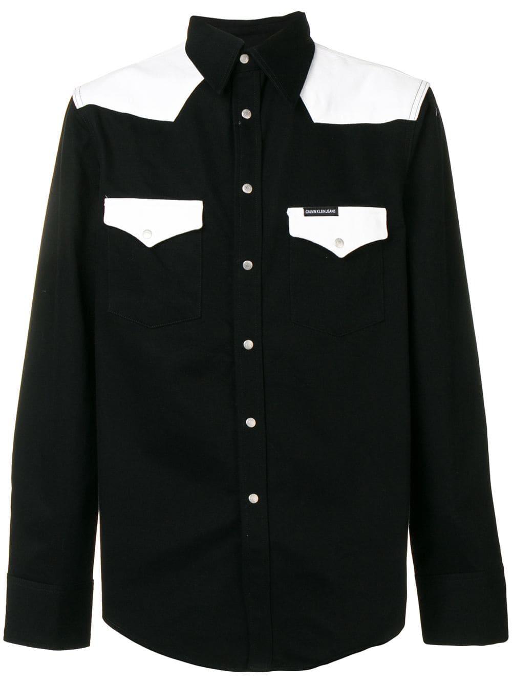 Calvin Klein Denim Color Block Western Shirt in Black/White (Black) for Men  | Lyst