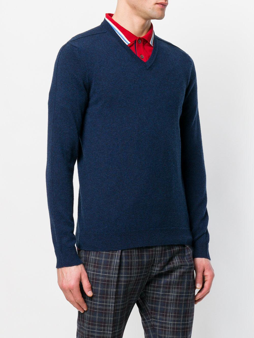 Pringle of Scotland Cashmere Vneck Jumper in Blue for Men Lyst