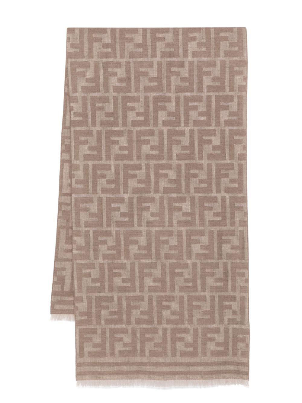 Fendi メンズ ブラウン モノグラム ジャカード スカーフ スカーフ 