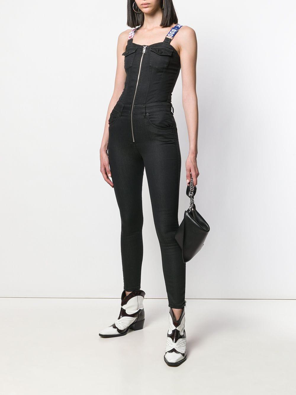 black fitted overalls