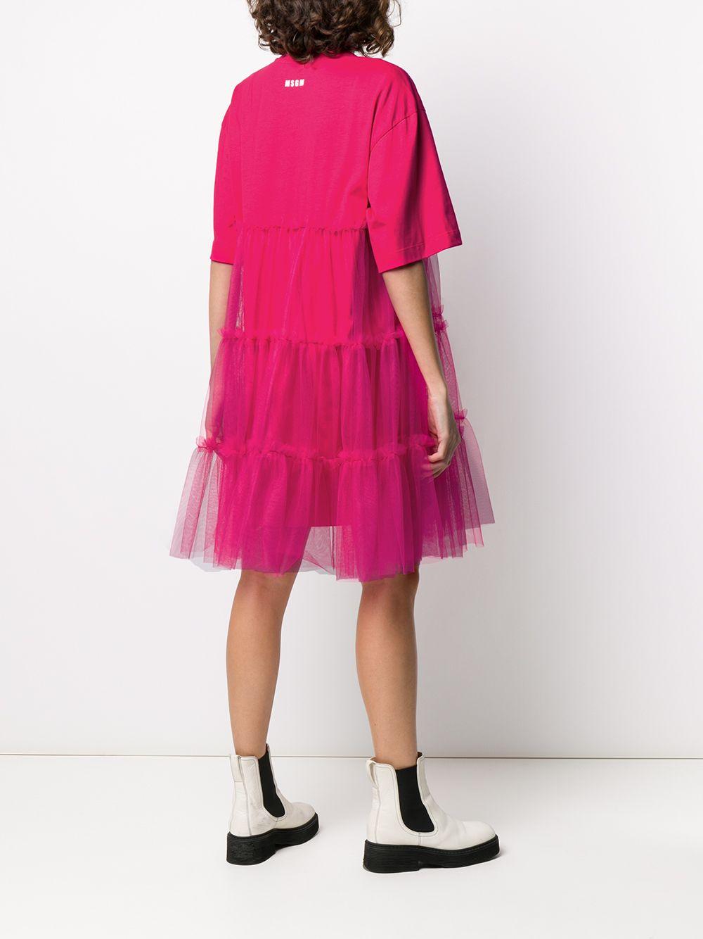 MSGM Gathered-tulle T-shirt Dress in Pink | Lyst
