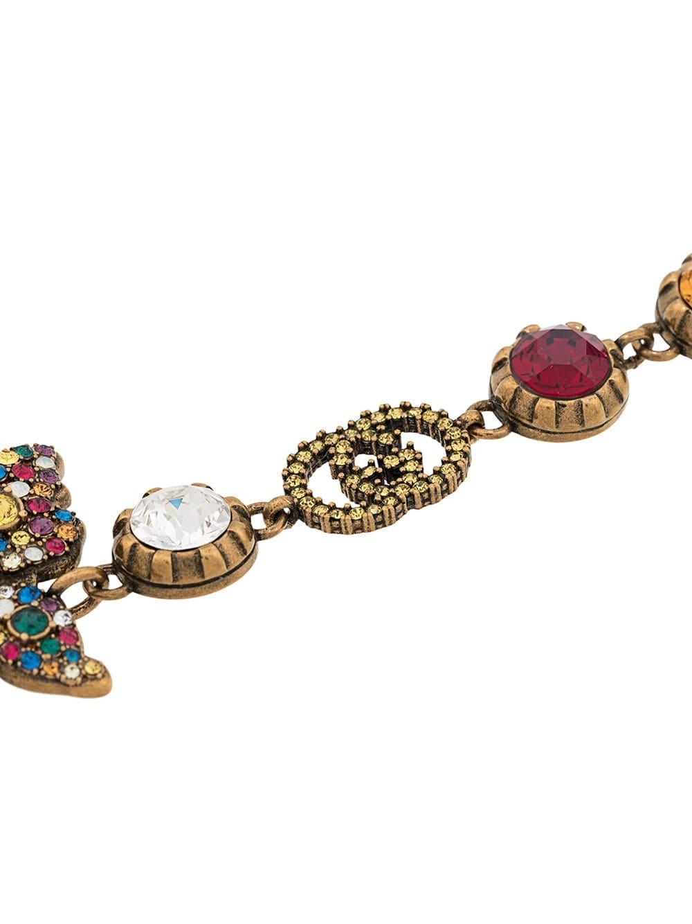 Gucci Crystal Studded Butterfly Bracelet in Gold (Metallic) Lyst
