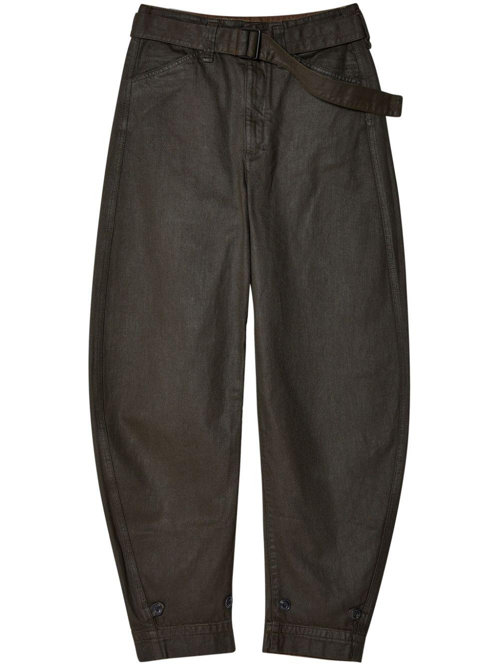 Lemaire Belted Tapered Trousers in Gray | Lyst