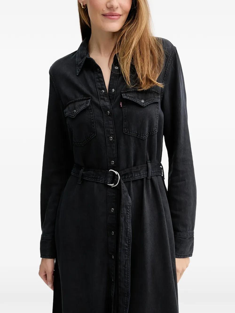 princess polly baby blue dress Rinoa Denim Dress - Black main image 1