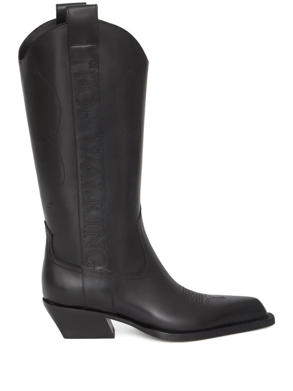 ロングブーツ OFF WHITE Black Leather For Walking Boots Off-White c/o Virgil Abloh Knee-high boots for Women
