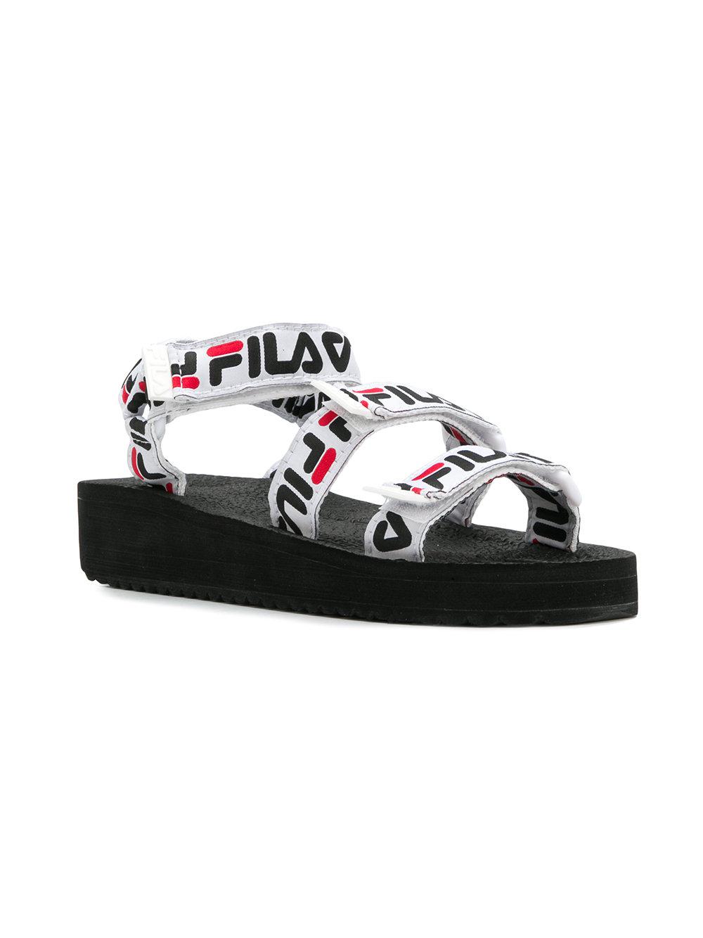 Fila Rubber Logo Strap Sandals in Black 