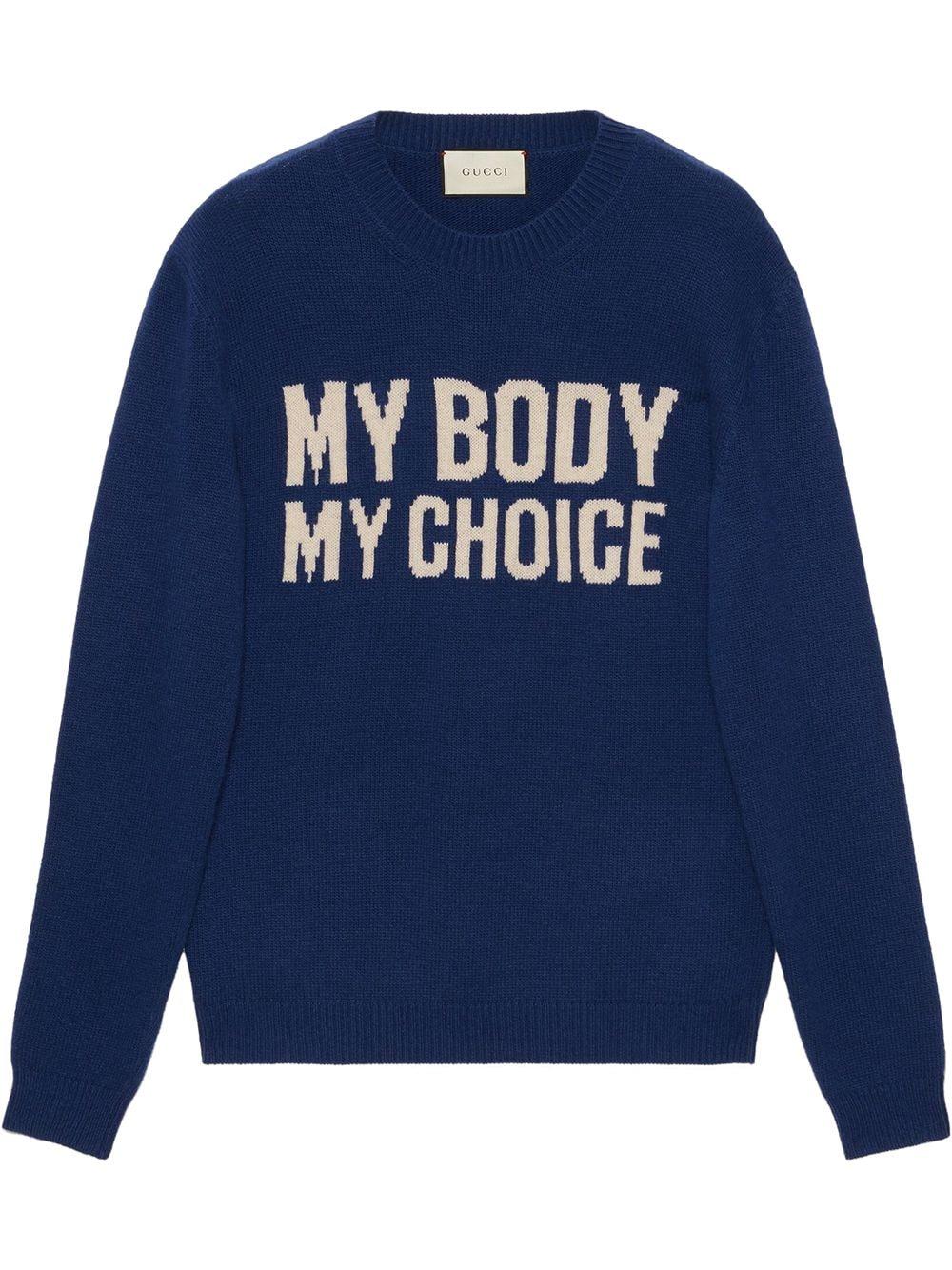 Gucci Wool Jumper With "my Body My Choice" in Blue | Lyst