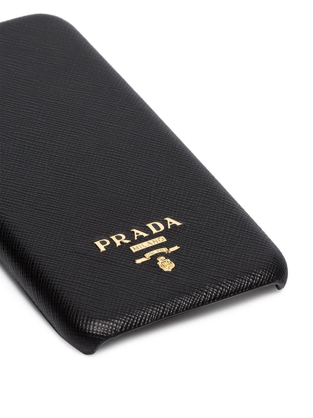 Prada Black Leather Logo Iphone X Case 