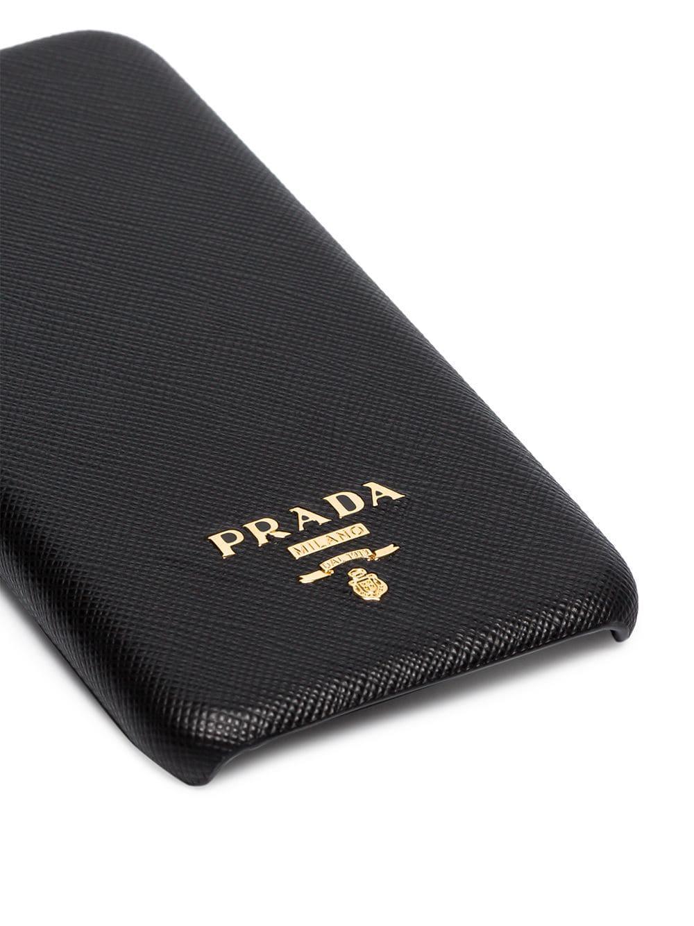 Prada Black Leather Logo Iphone X Case Lyst
