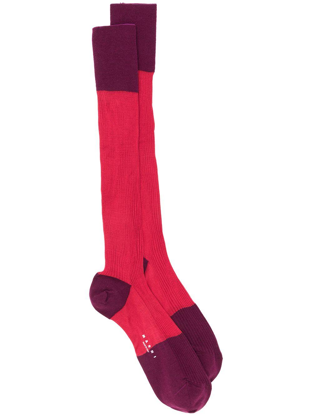 Marni Silk Two-tone Socks in Red - Lyst