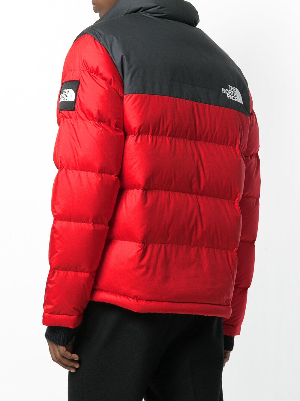 The North Face Synthetic Two-tone Puffer Jacket in Red for Men - Lyst