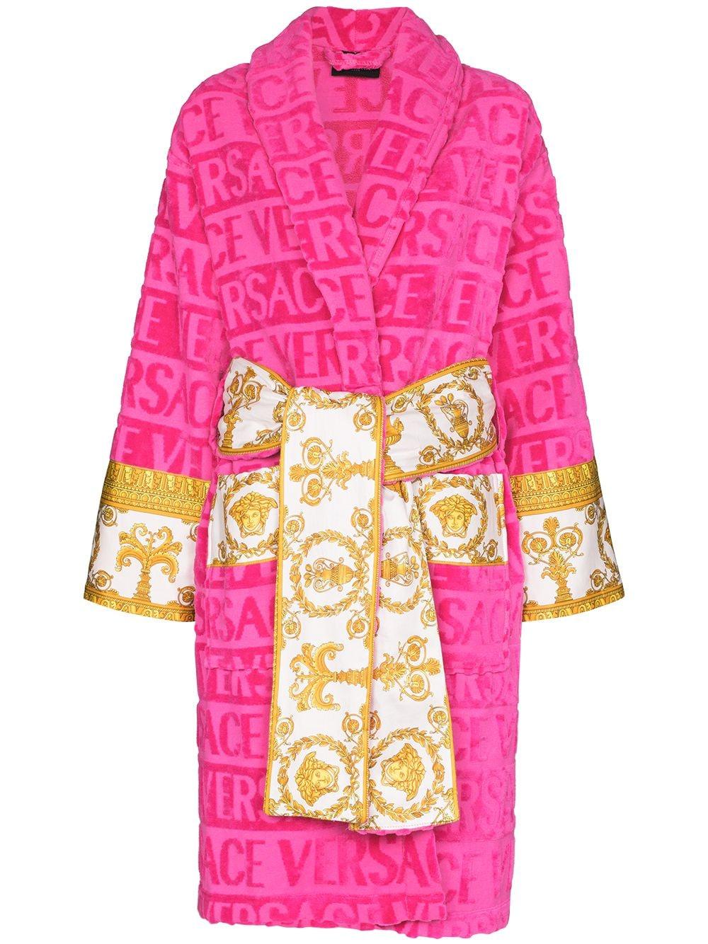 Versace I Heart Baroque Cotton Bath Robe in Pink | Lyst