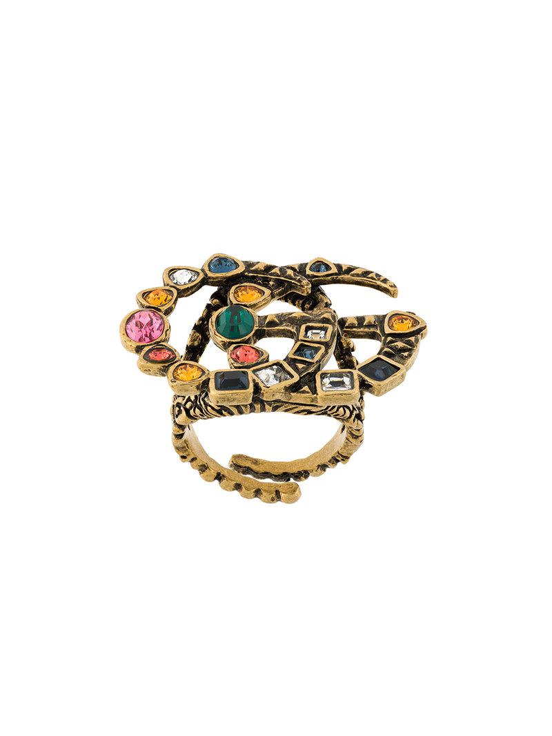 Gucci Anello Crystal Double G Ring in 