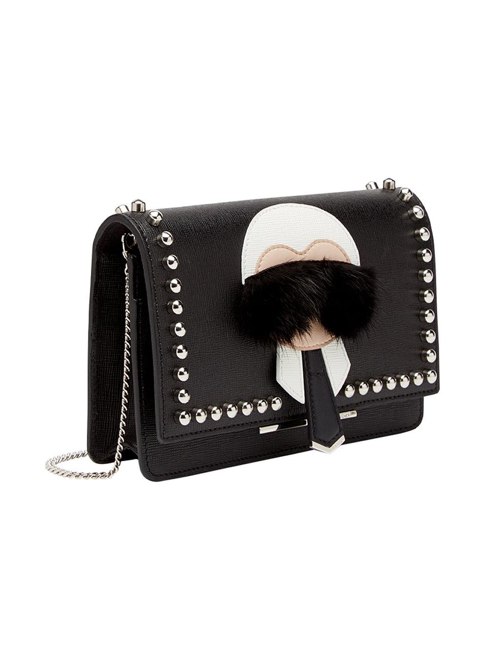 Fendi Leather Karlito Wallet On Chain in Black - Lyst