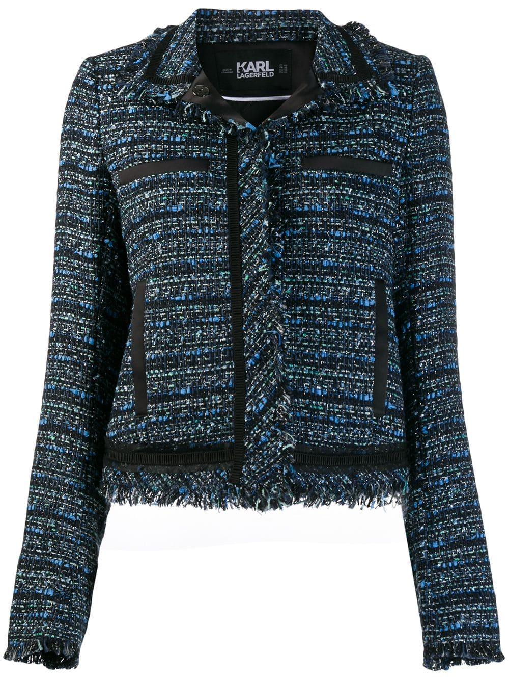 Karl Lagerfeld Tweed Bouclé Jacket in Blue - Lyst