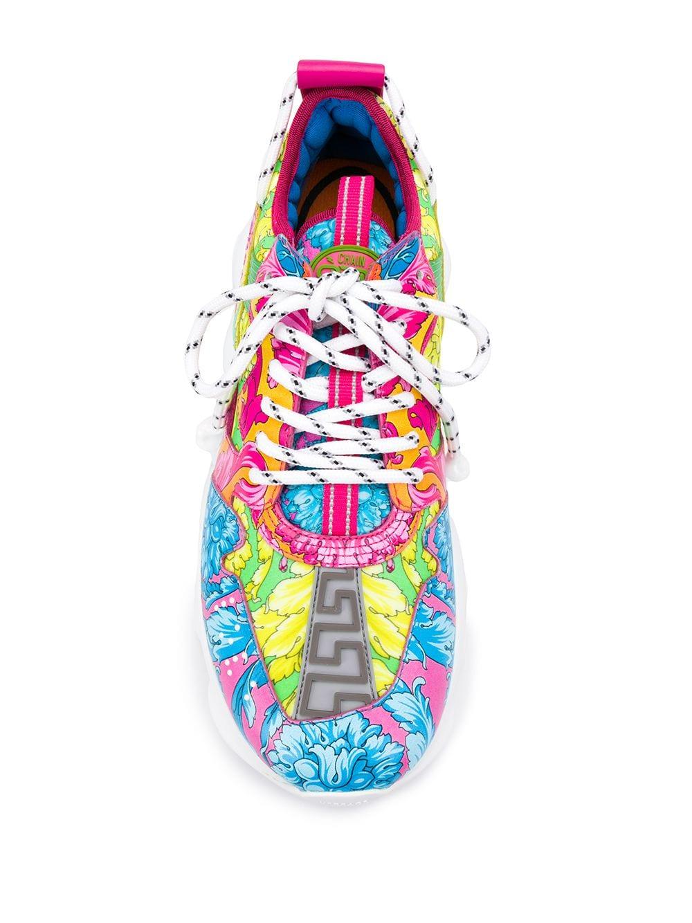 Versace Chain Reaction Floral Print Sneakers In White, ModeSens