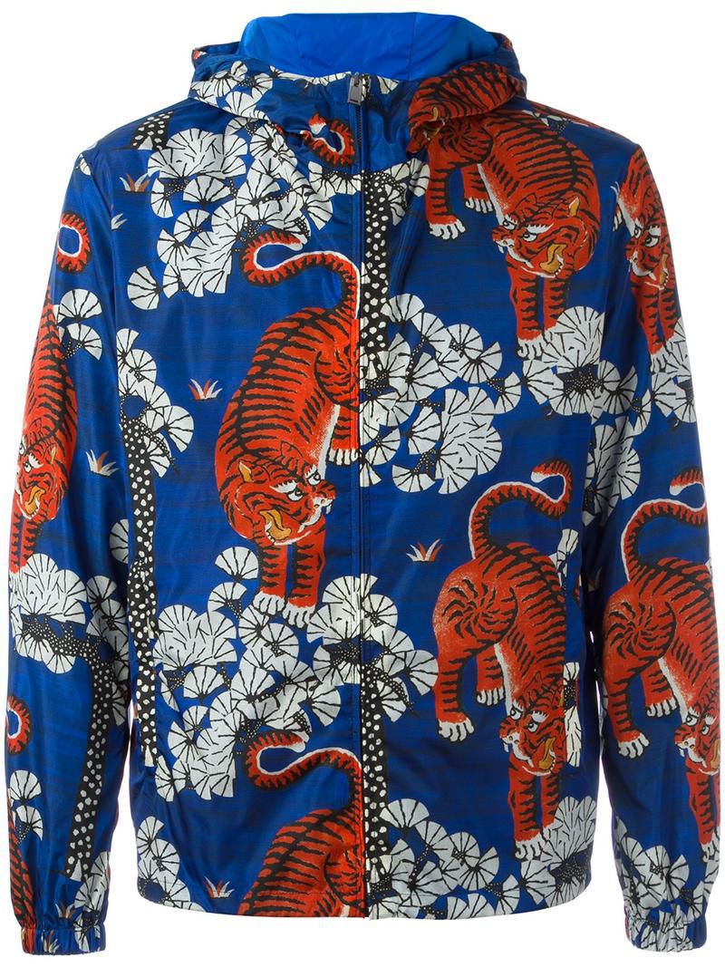 Gucci Synthetic Bengal Tiger Print Jacket in Blue for Men - Lyst