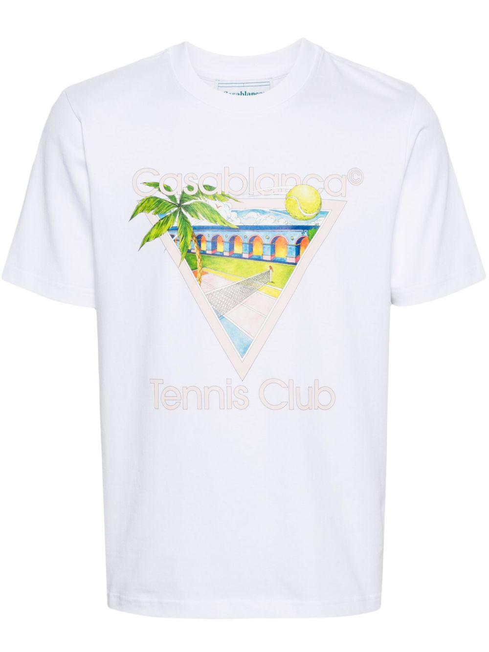 CASABLANCA レディース ホワイト Tennis Club Icon Tシャツ トップス
