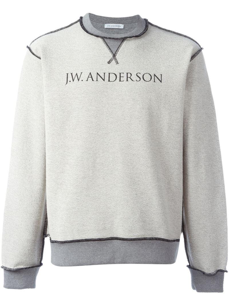 JW Anderson Cotton Inside Out Logo Sweatshirt in Grey (Gray) for Men | Lyst
