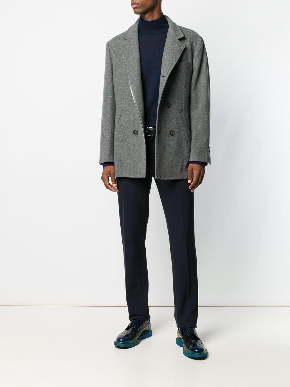Brunello Cucinelli Cashmere Classic Pea Coat in Grey (Gray) for Men - Lyst