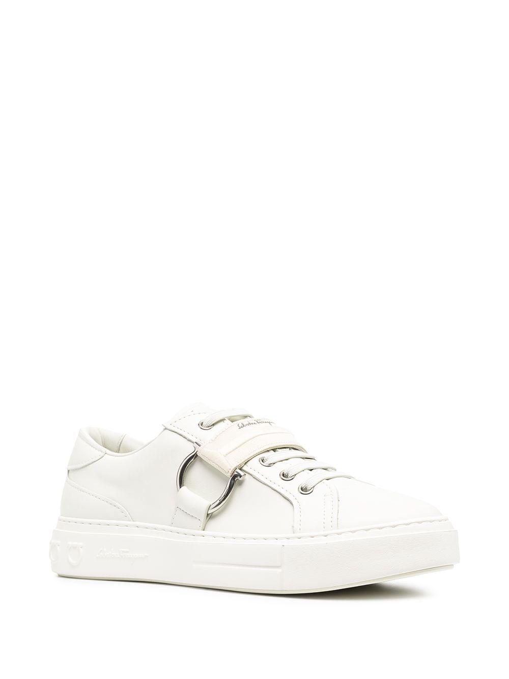 Ferragamo Gancini Buckle Strap Sneakers in White for Men | Lyst