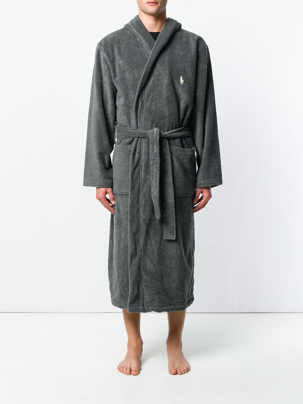 Polo Ralph Lauren Hooded Oversized Robe in Gray for Men | Lyst