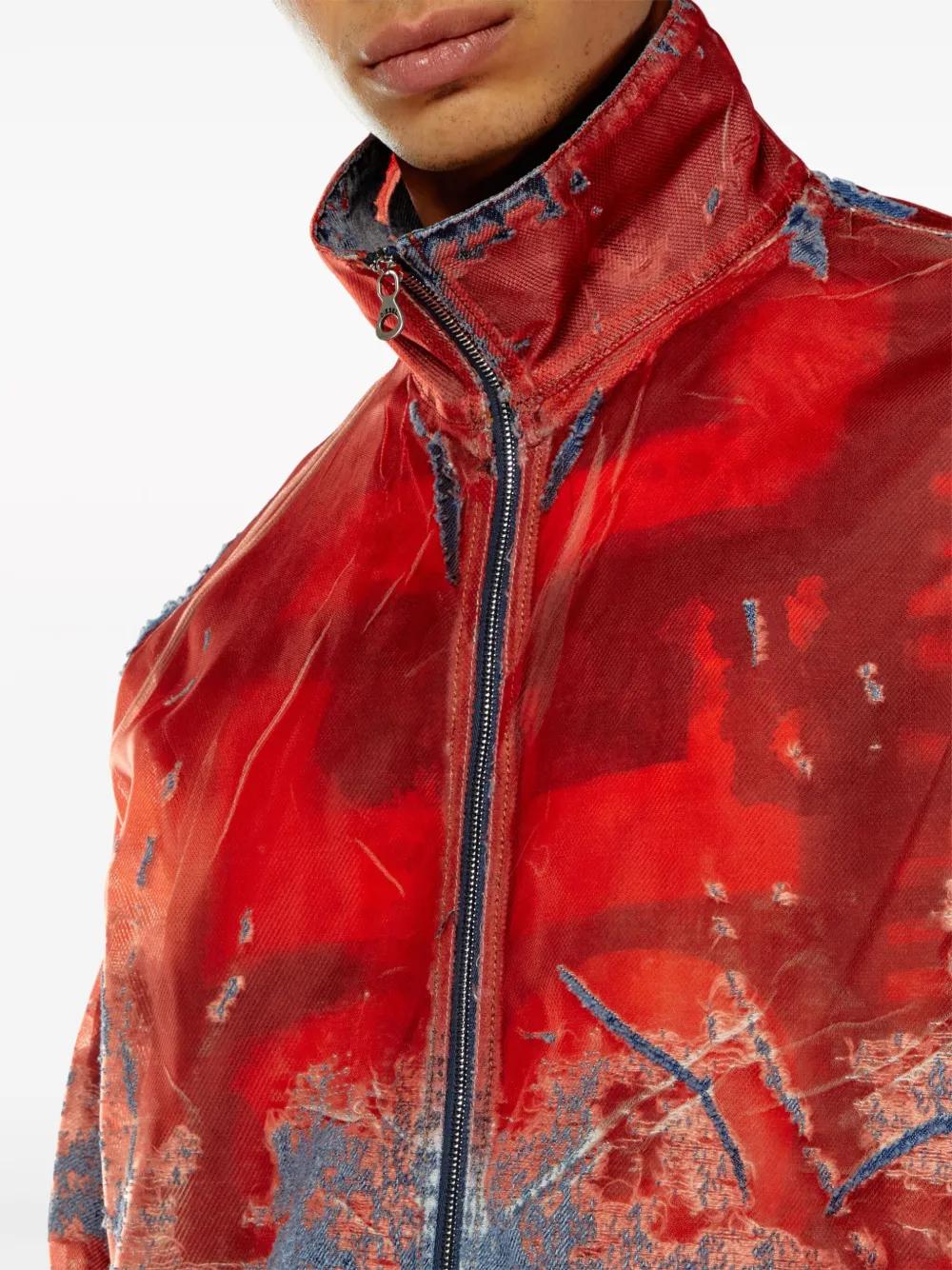 DIESEL D-Krap Devoré-Denim Jacket in Red for Men | Lyst