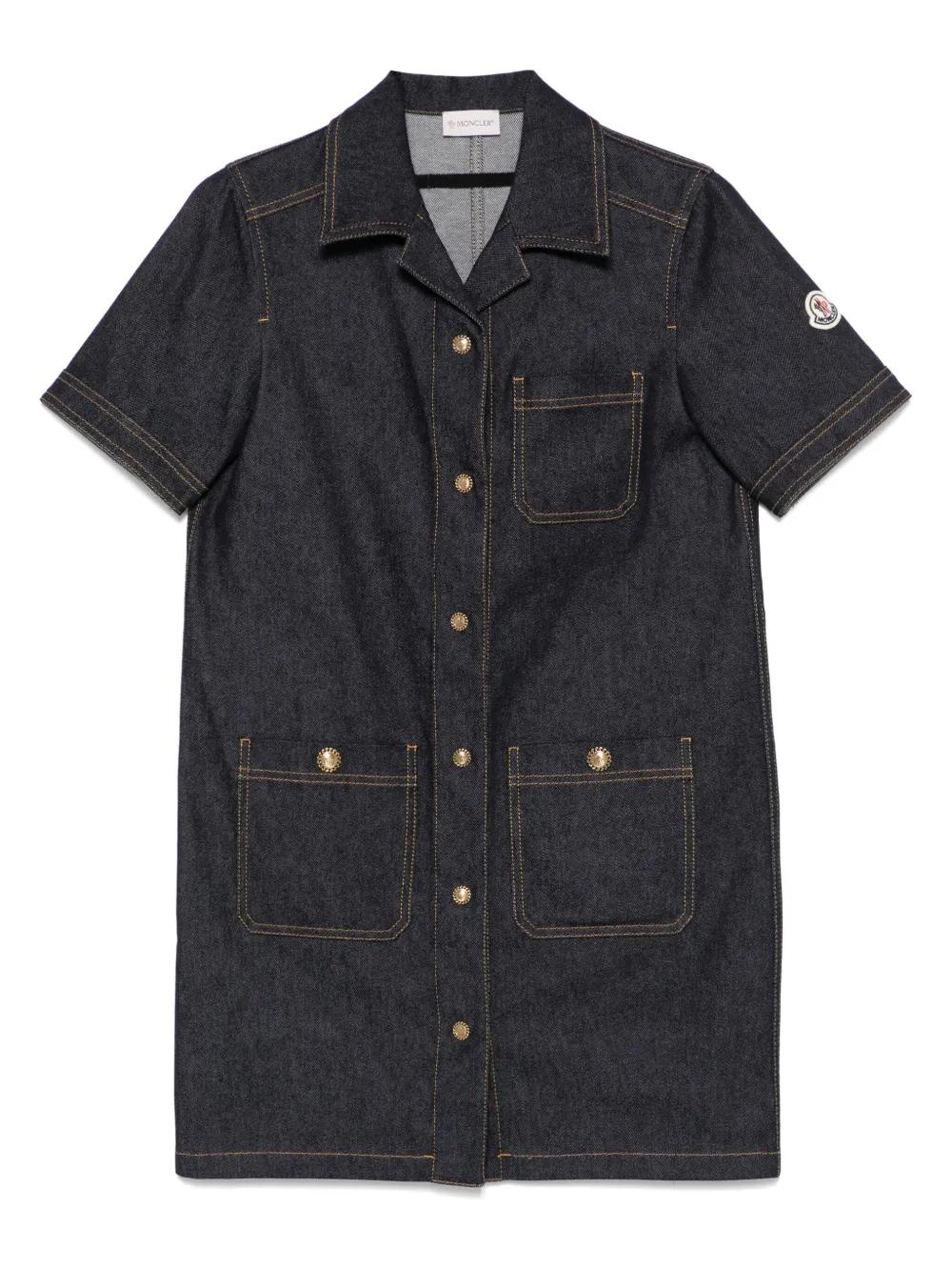 【MONCLER】Mini abito a polo in denim★ミニデニムポロドレス Moncler Denim Mini Shirt Dress in Black | Lyst