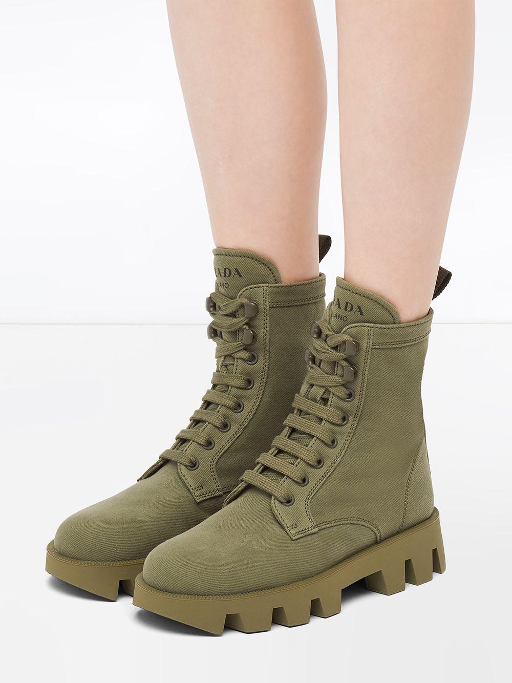 Prada Denim Ankle Boots in Military Green (Green) | Lyst