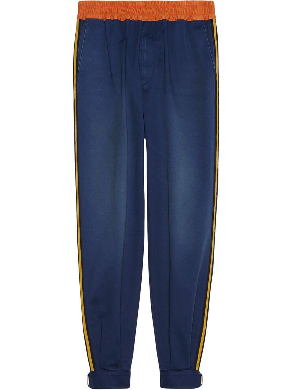 Gucci Cotton Side-stripe Track Pants in Blue for Men - Lyst