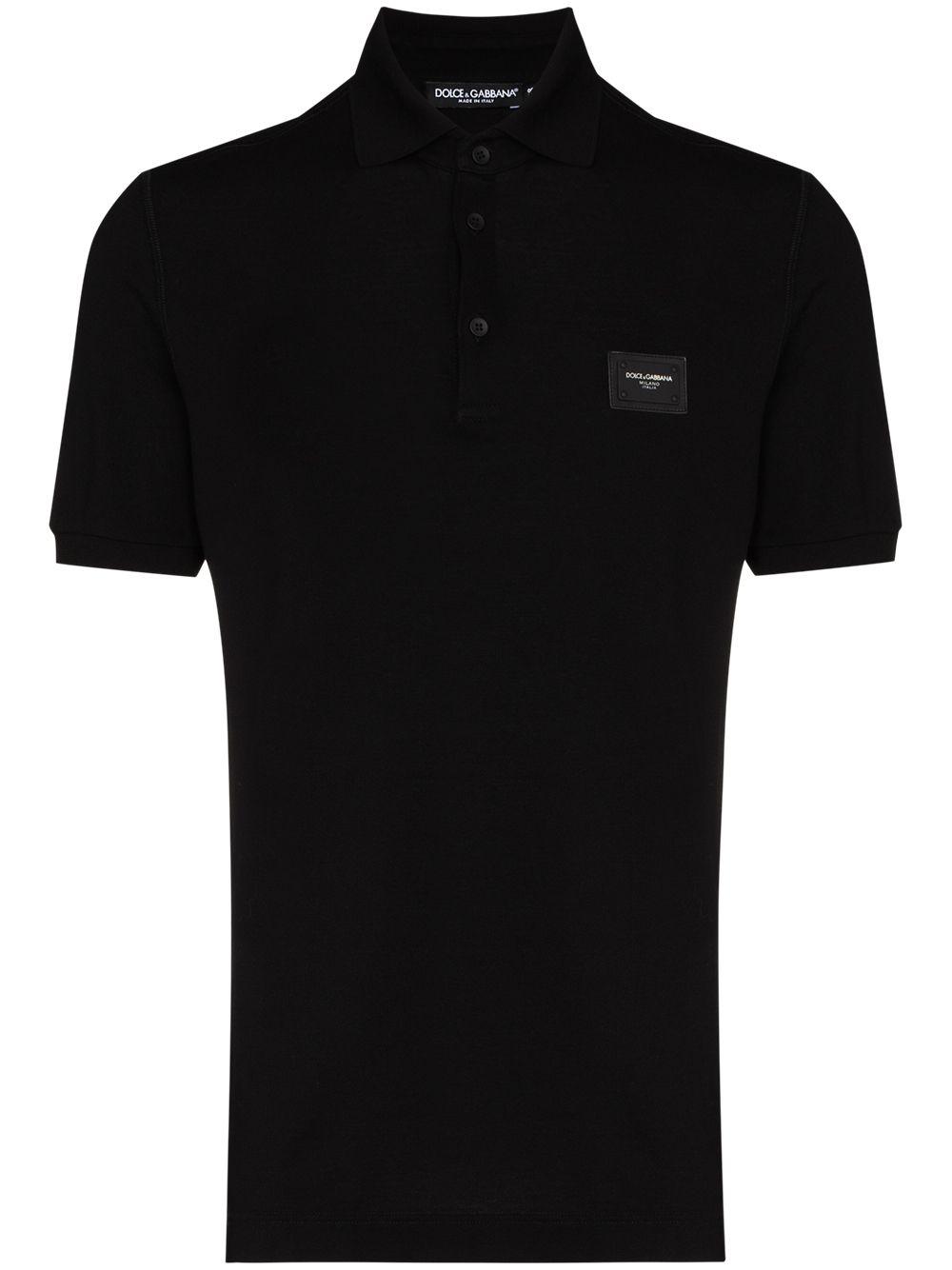 Dolce & Gabbana Logo Plaque Polo Shirt in Black for Men - Lyst